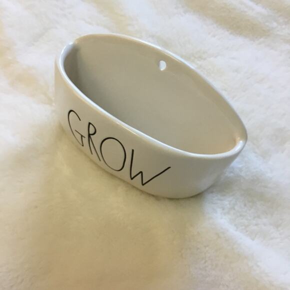 Rae Dunn White "GROW" Hanging Wall Planter - Picture 4 of 4